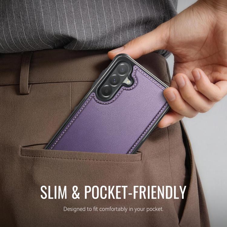 For Samsung Galaxy A57 5G CaseMe C69 Series Magnetic Vegan Leather Back Phone Case