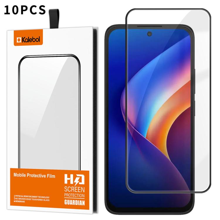 For TCL K70  5G 10pcs Kalebol High-Aluminum Screen-Printed Full-Coverage Anti-Fingerprint Black-Bordered HD Tempered Glass Film