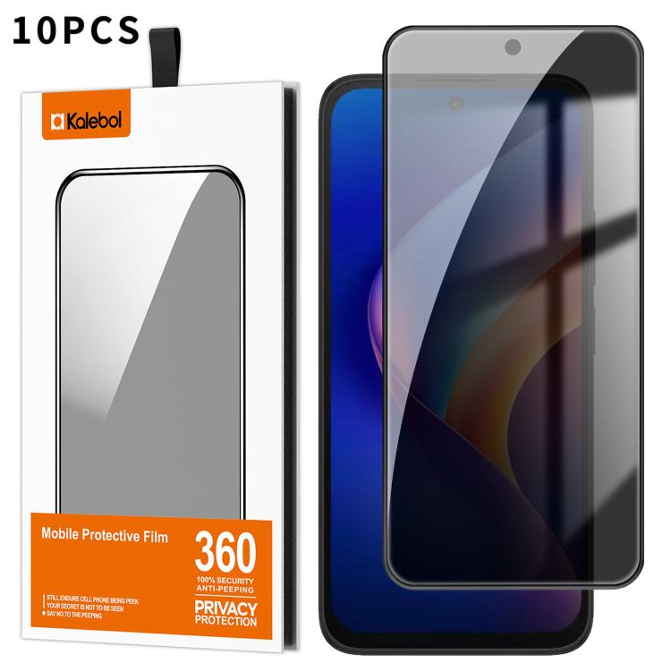 For TCL K70 5G 10pcs Kalebol High-Aluminum Screen-Printed Full-Coverage Black-Border Privacy Tempered Glass Film