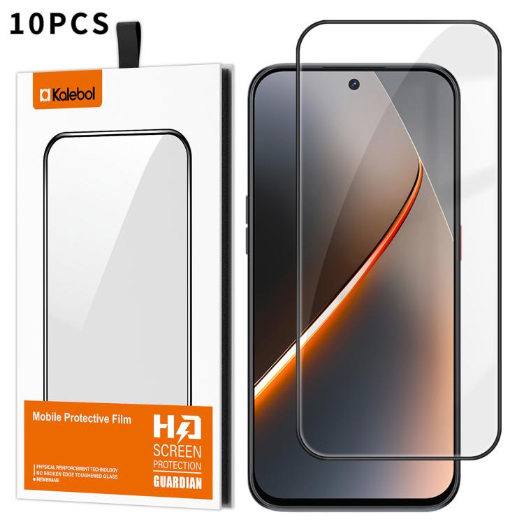 For ZTE nubia Neo 5 5G 10pcs Kalebol High-Aluminum Screen-Printed Full-Coverage Anti-Fingerprint Black-Bordered HD Tempered Glass Film