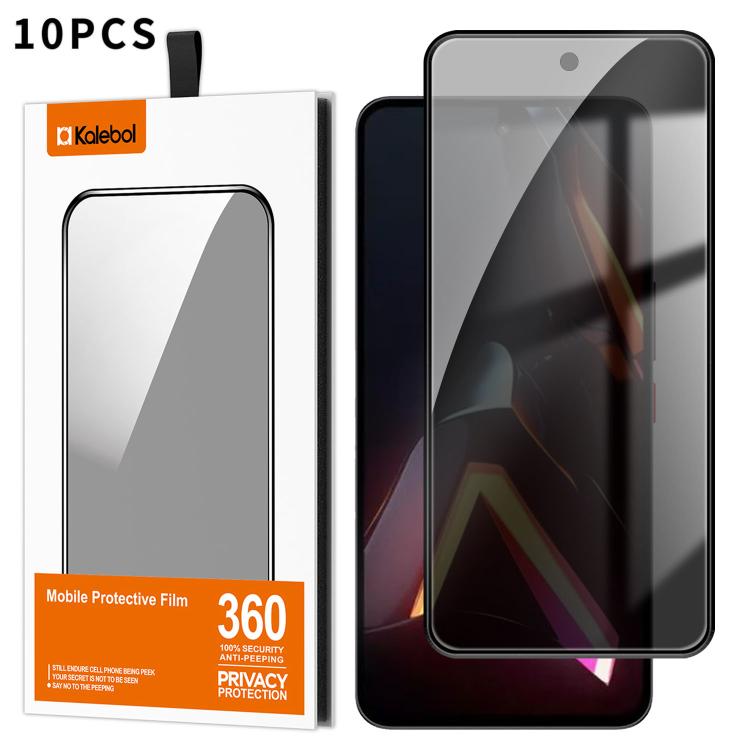 For ZTE nubia Neo 5 Pro 5G 10pcs Kalebol High-Aluminum Screen-Printed Full-Coverage Black-Border Privacy Tempered Glass Film