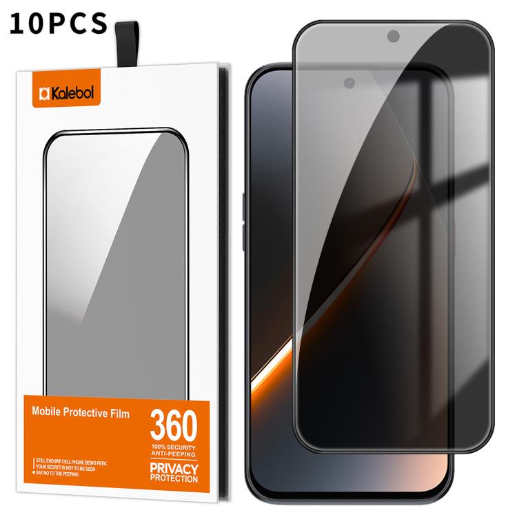 For ZTE nubia Neo 5 5G 10pcs Kalebol High-Aluminum Screen-Printed Full-Coverage Black-Border Privacy Tempered Glass Film