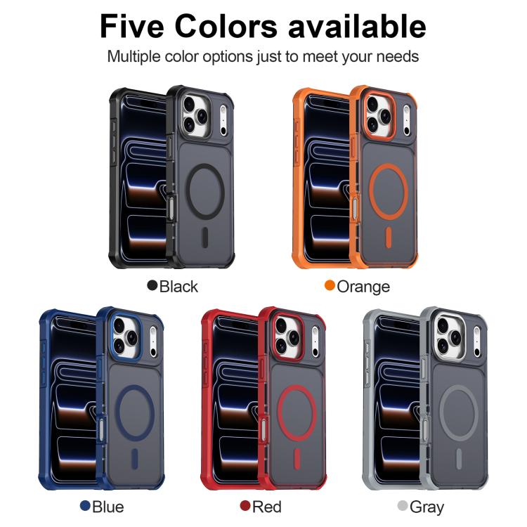 For iPhone 17 Pro Max Skin Feel Semi-transparent Frosted Magnetic Four-Corner Shockproof Phone Case