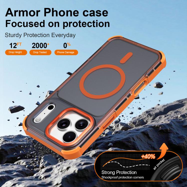 For iPhone 17 Pro Max Skin Feel Semi-transparent Frosted Magnetic Four-Corner Shockproof Phone Case