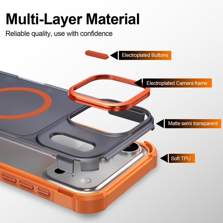 For iPhone 17 Pro Max Skin Feel Semi-transparent Frosted Magnetic Four-Corner Shockproof Phone Case