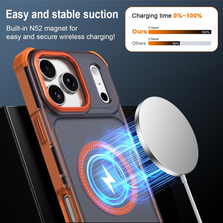 For iPhone 17 Pro Max Skin Feel Semi-transparent Frosted Magnetic Four-Corner Shockproof Phone Case