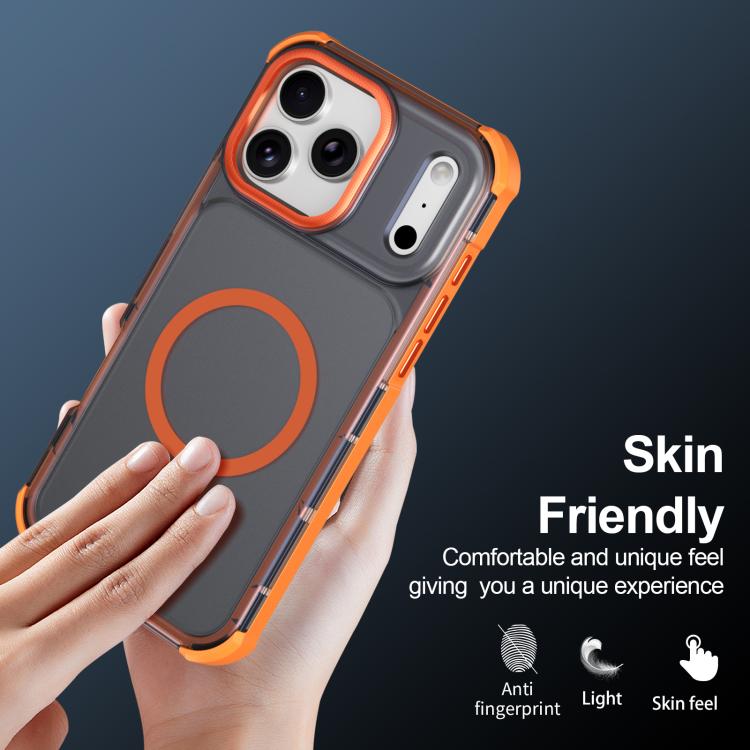 For iPhone 17 Pro Max Skin Feel Semi-transparent Frosted Magnetic Four-Corner Shockproof Phone Case