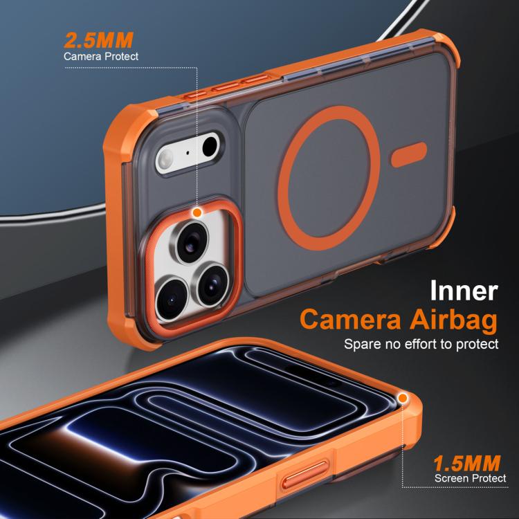 For iPhone 17 Pro Max Skin Feel Semi-transparent Frosted Magnetic Four-Corner Shockproof Phone Case