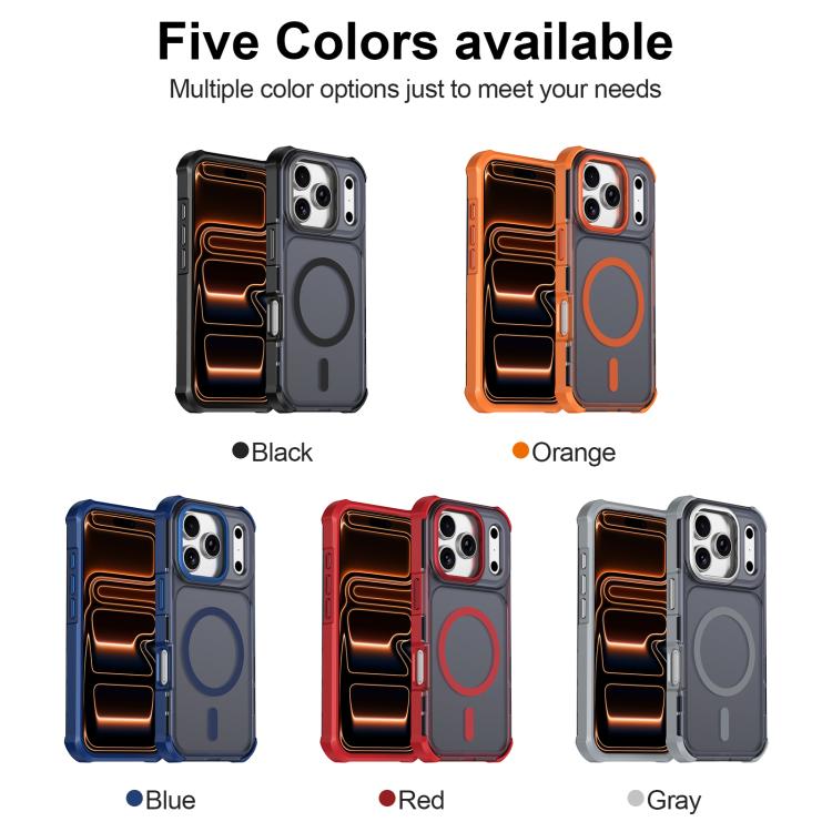 For iPhone 17 Pro Skin Feel Semi-transparent Frosted Magnetic Four-Corner Shockproof Phone Case