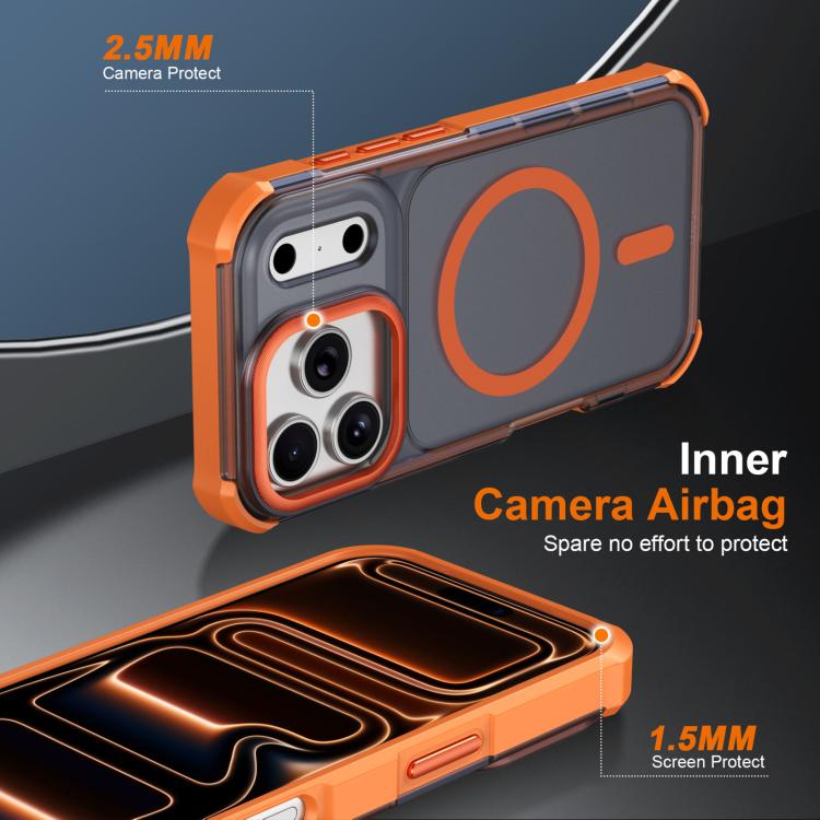 For iPhone 17 Pro Skin Feel Semi-transparent Frosted Magnetic Four-Corner Shockproof Phone Case