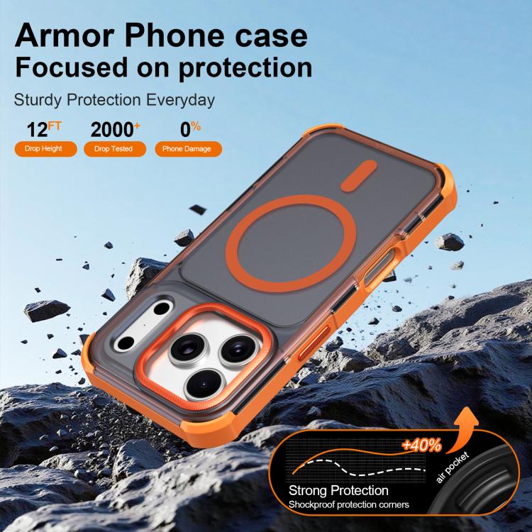 For iPhone 17 Pro Skin Feel Semi-transparent Frosted Magnetic Four-Corner Shockproof Phone Case