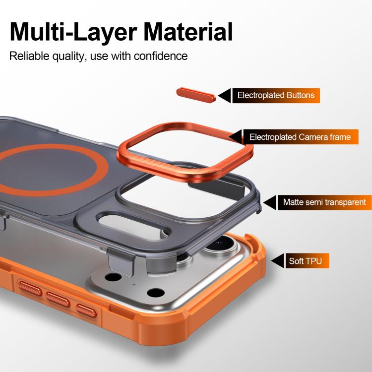 For iPhone 17 Pro Skin Feel Semi-transparent Frosted Magnetic Four-Corner Shockproof Phone Case