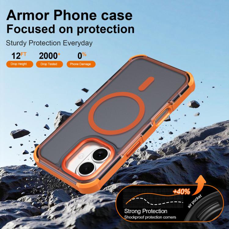 For iPhone 17 Skin Feel Semi-transparent Frosted Magnetic Four-Corner Shockproof Phone Case
