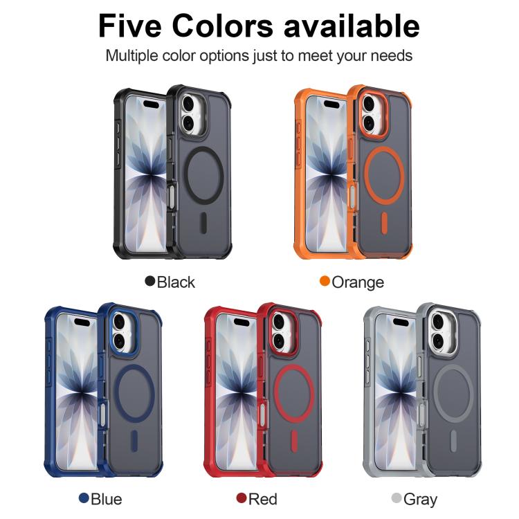 For iPhone 17 Skin Feel Semi-transparent Frosted Magnetic Four-Corner Shockproof Phone Case