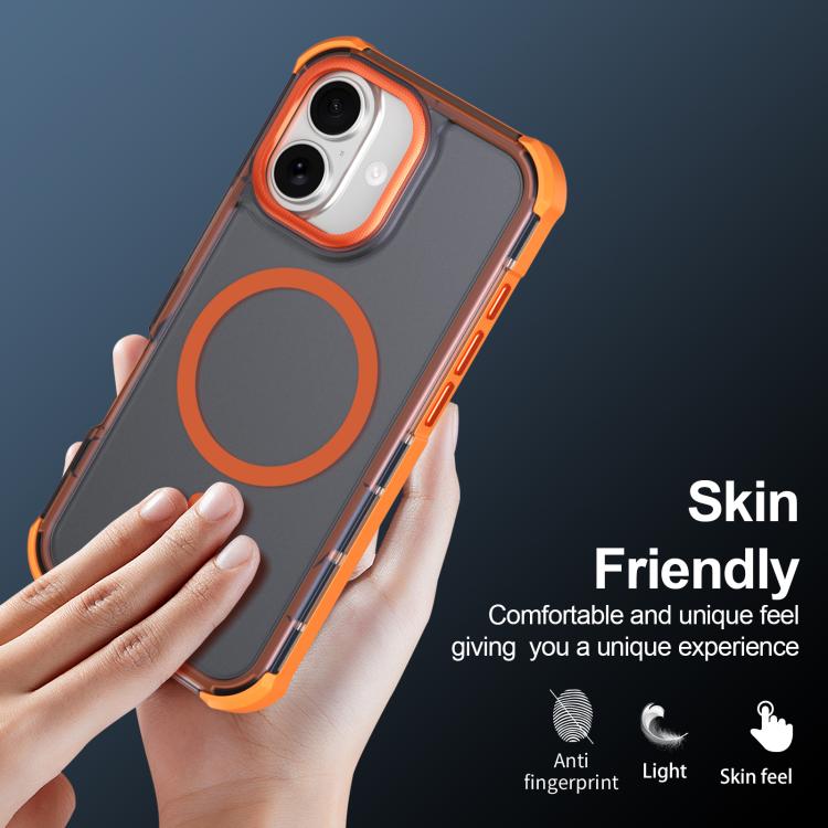 For iPhone 17 Skin Feel Semi-transparent Frosted Magnetic Four-Corner Shockproof Phone Case