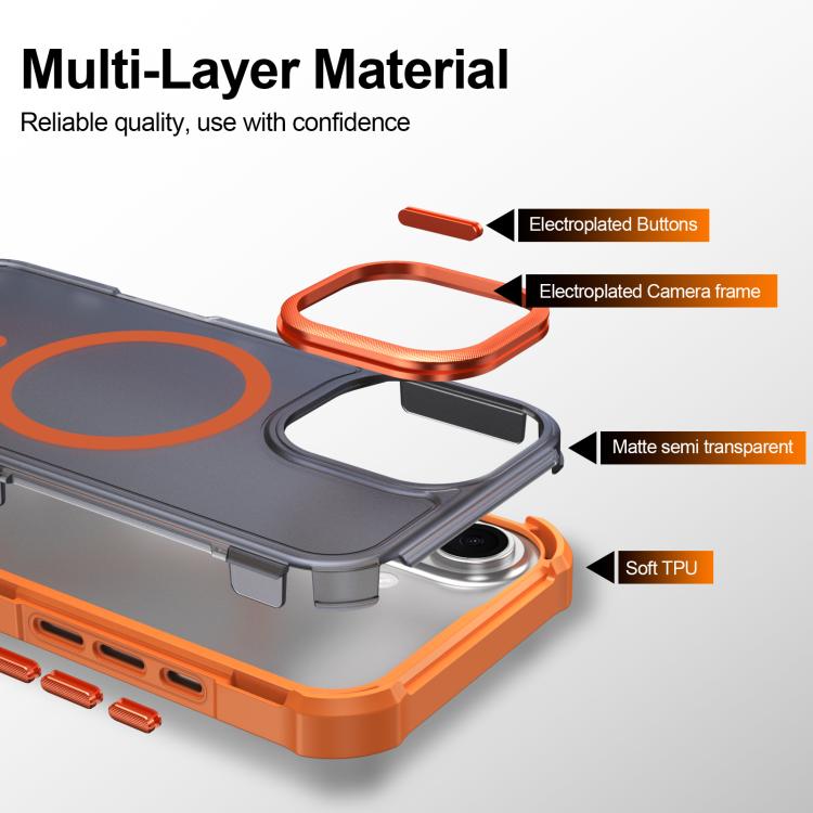 For iPhone 17 Skin Feel Semi-transparent Frosted Magnetic Four-Corner Shockproof Phone Case