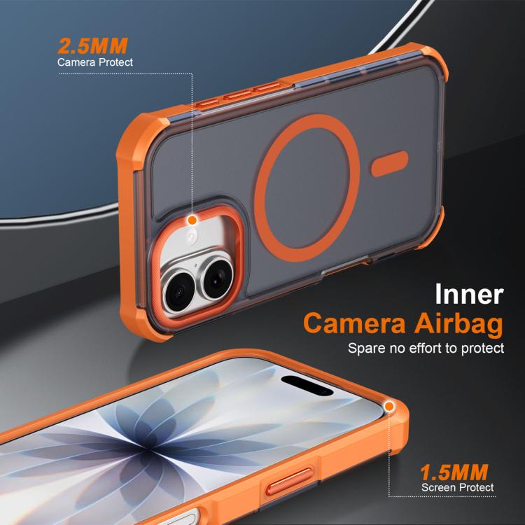 For iPhone 17 Skin Feel Semi-transparent Frosted Magnetic Four-Corner Shockproof Phone Case
