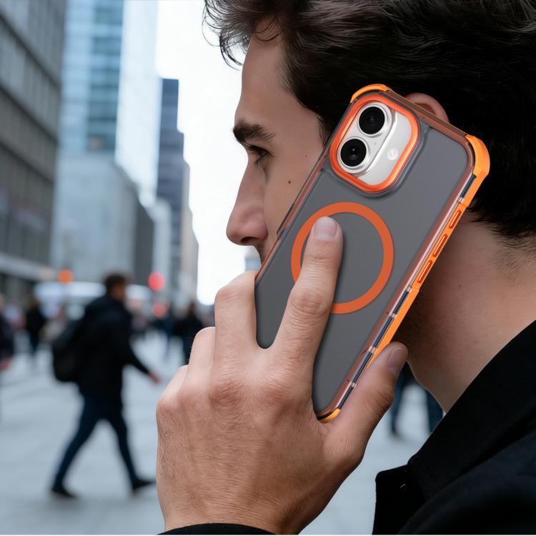For iPhone 17 Skin Feel Semi-transparent Frosted Magnetic Four-Corner Shockproof Phone Case