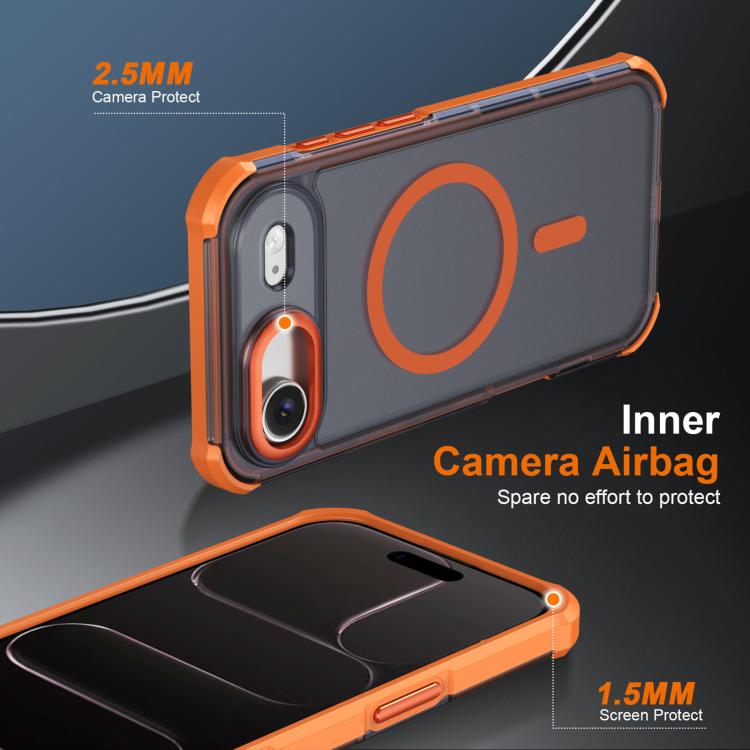 For iPhone Air Skin Feel Semi-transparent Frosted Magnetic Four-Corner Shockproof Phone Case