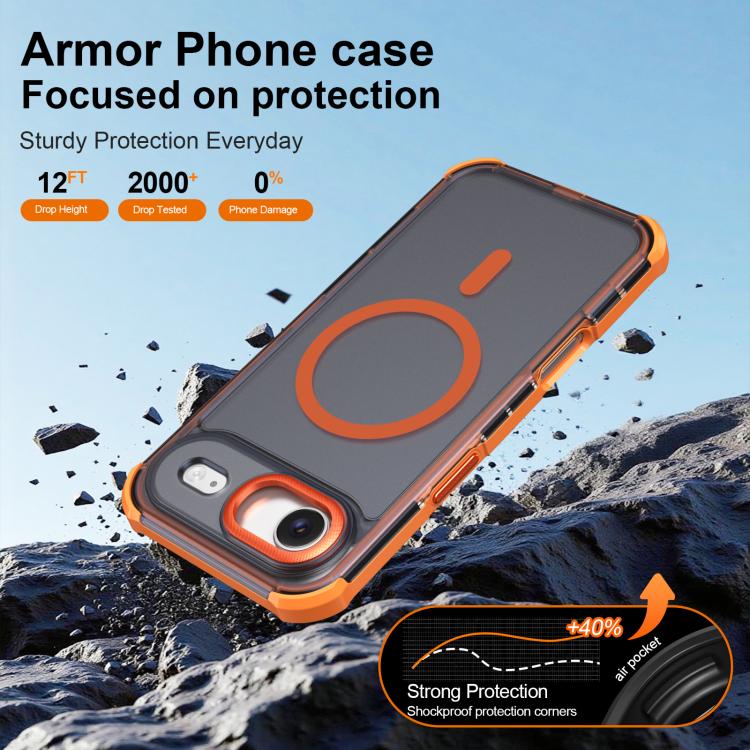 For iPhone Air Skin Feel Semi-transparent Frosted Magnetic Four-Corner Shockproof Phone Case