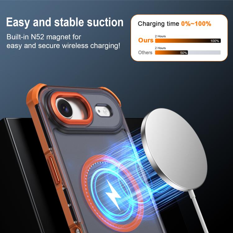 For iPhone Air Skin Feel Semi-transparent Frosted Magnetic Four-Corner Shockproof Phone Case