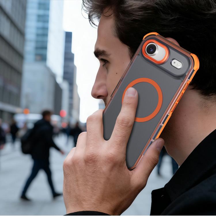 For iPhone Air Skin Feel Semi-transparent Frosted Magnetic Four-Corner Shockproof Phone Case