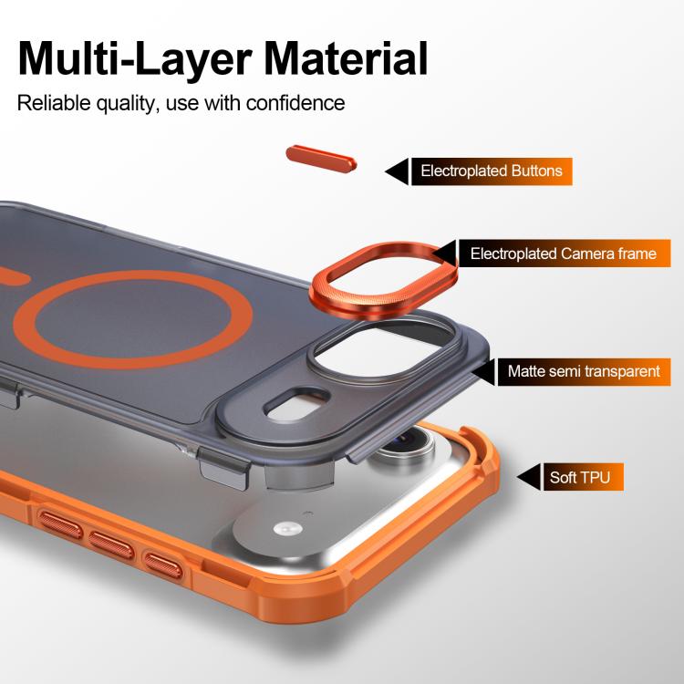 For iPhone Air Skin Feel Semi-transparent Frosted Magnetic Four-Corner Shockproof Phone Case