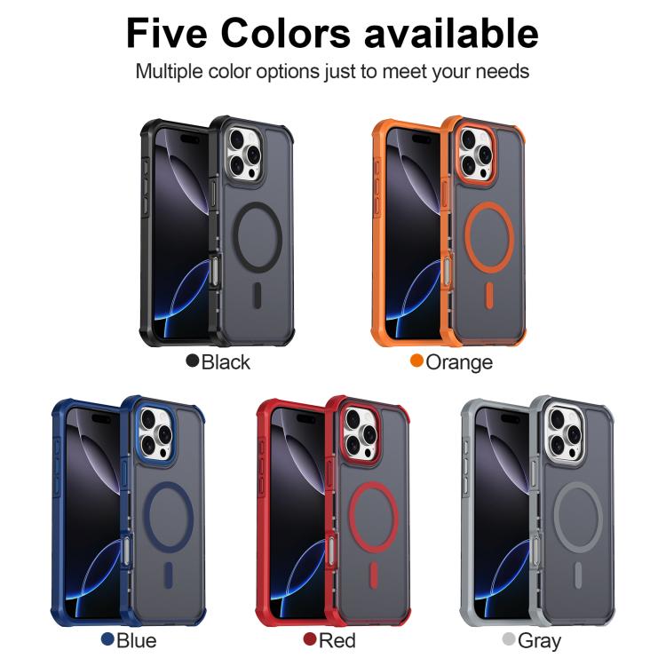 For iPhone 16 Pro Max Skin Feel Semi-transparent Frosted Magnetic Four-Corner Shockproof Phone Case