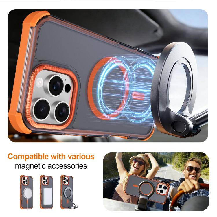 For iPhone 16 Pro Max Skin Feel Semi-transparent Frosted Magnetic Four-Corner Shockproof Phone Case