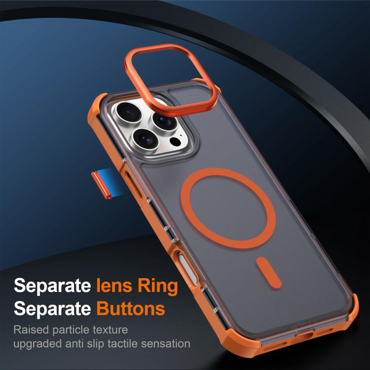 For iPhone 16 Pro Max Skin Feel Semi-transparent Frosted Magnetic Four-Corner Shockproof Phone Case