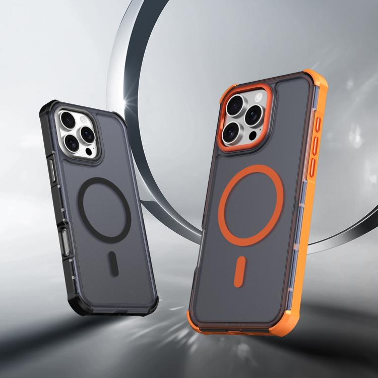 For iPhone 16 Pro Max Skin Feel Semi-transparent Frosted Magnetic Four-Corner Shockproof Phone Case