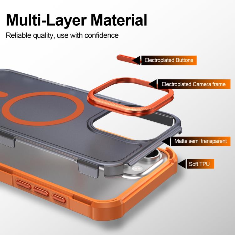 For iPhone 16 Pro Max Skin Feel Semi-transparent Frosted Magnetic Four-Corner Shockproof Phone Case