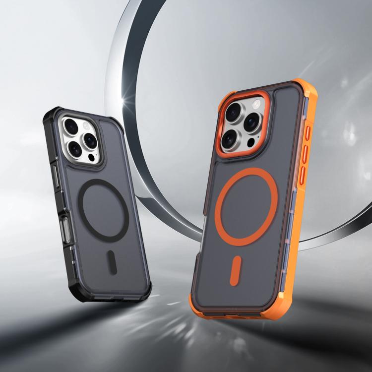 For iPhone 16 Pro Skin Feel Semi-transparent Frosted Magnetic Four-Corner Shockproof Phone Case