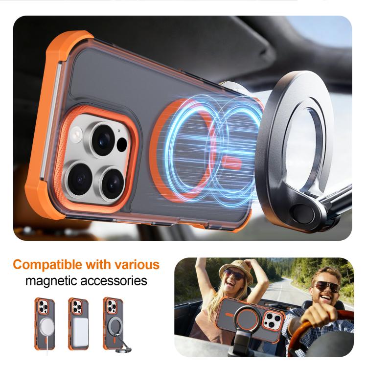 For iPhone 16 Pro Skin Feel Semi-transparent Frosted Magnetic Four-Corner Shockproof Phone Case