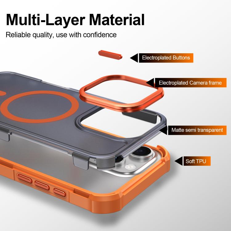 For iPhone 16 Pro Skin Feel Semi-transparent Frosted Magnetic Four-Corner Shockproof Phone Case