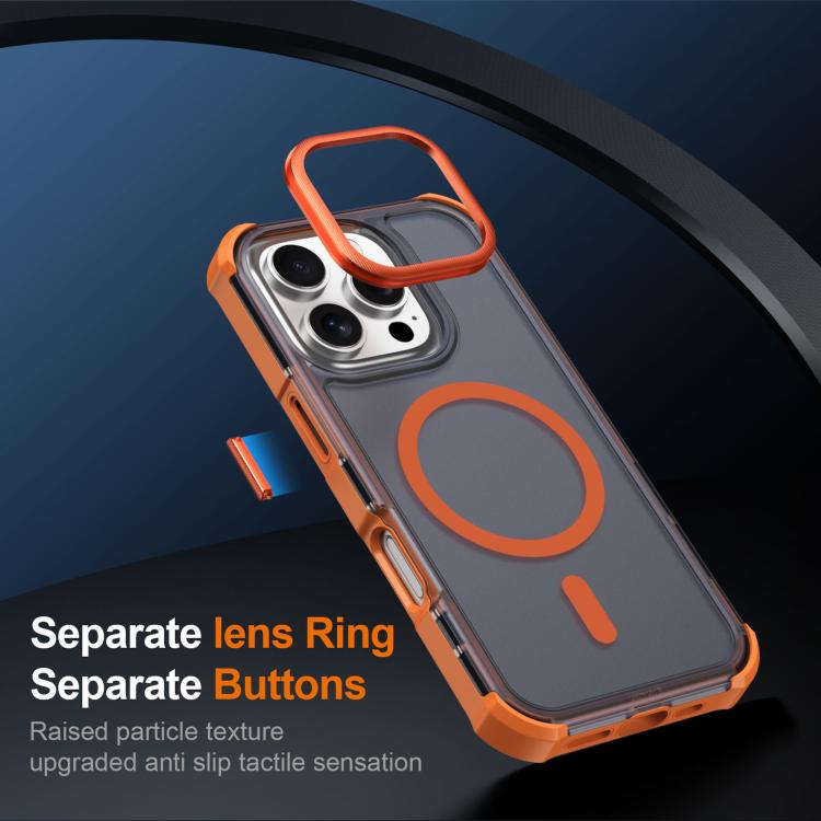 For iPhone 16 Pro Skin Feel Semi-transparent Frosted Magnetic Four-Corner Shockproof Phone Case