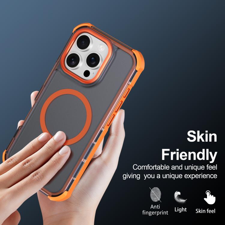 For iPhone 16 Pro Skin Feel Semi-transparent Frosted Magnetic Four-Corner Shockproof Phone Case