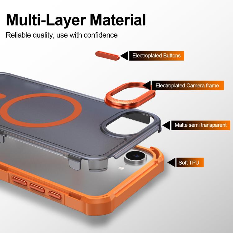 For iPhone 17e / 16e Skin Feel Semi-transparent Frosted Magnetic Four-Corner Shockproof Phone Case