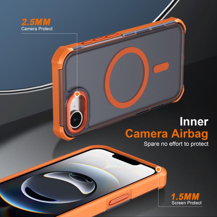 For iPhone 17e / 16e Skin Feel Semi-transparent Frosted Magnetic Four-Corner Shockproof Phone Case