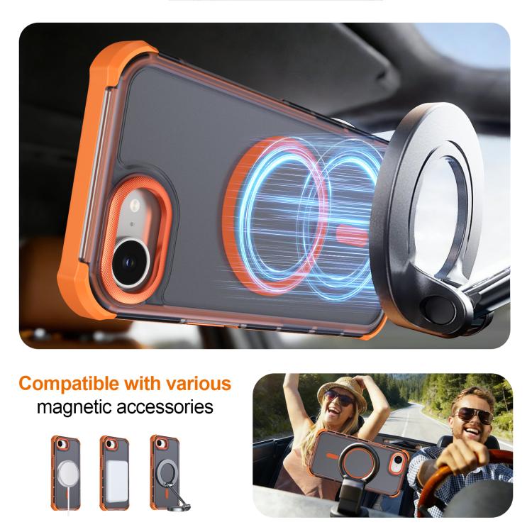 For iPhone 17e / 16e Skin Feel Semi-transparent Frosted Magnetic Four-Corner Shockproof Phone Case