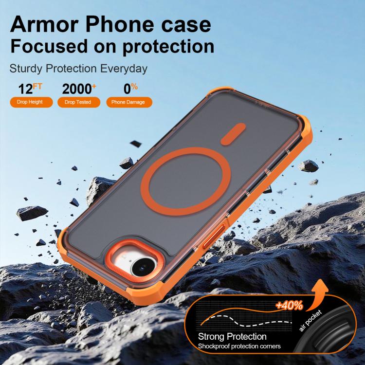 For iPhone 17e / 16e Skin Feel Semi-transparent Frosted Magnetic Four-Corner Shockproof Phone Case
