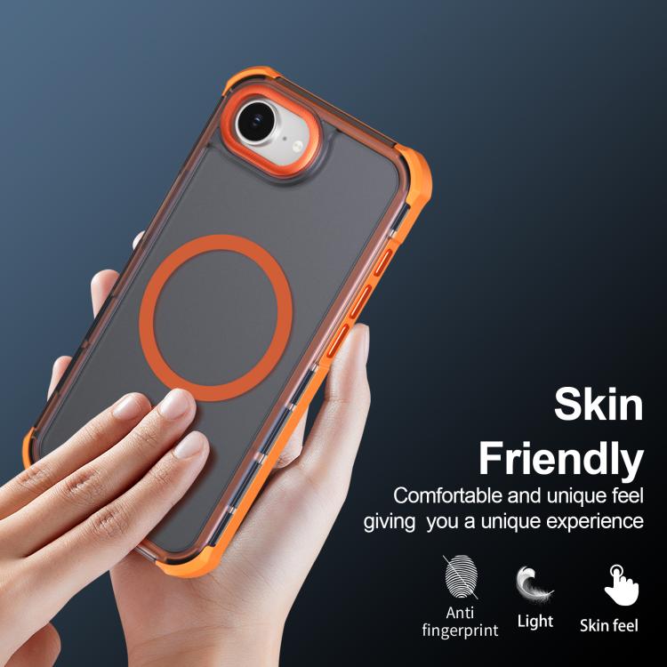 For iPhone 17e / 16e Skin Feel Semi-transparent Frosted Magnetic Four-Corner Shockproof Phone Case