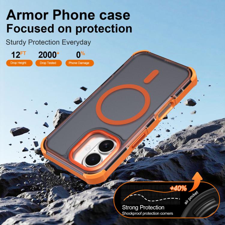 For iPhone 16 Skin Feel Semi-transparent Frosted Magnetic Four-Corner Shockproof Phone Case