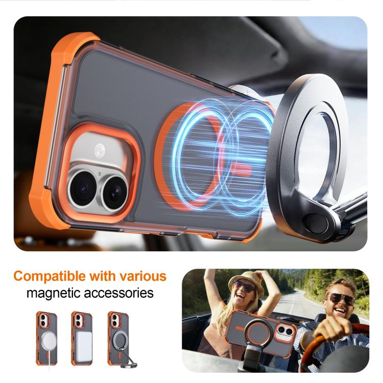 For iPhone 16 Skin Feel Semi-transparent Frosted Magnetic Four-Corner Shockproof Phone Case