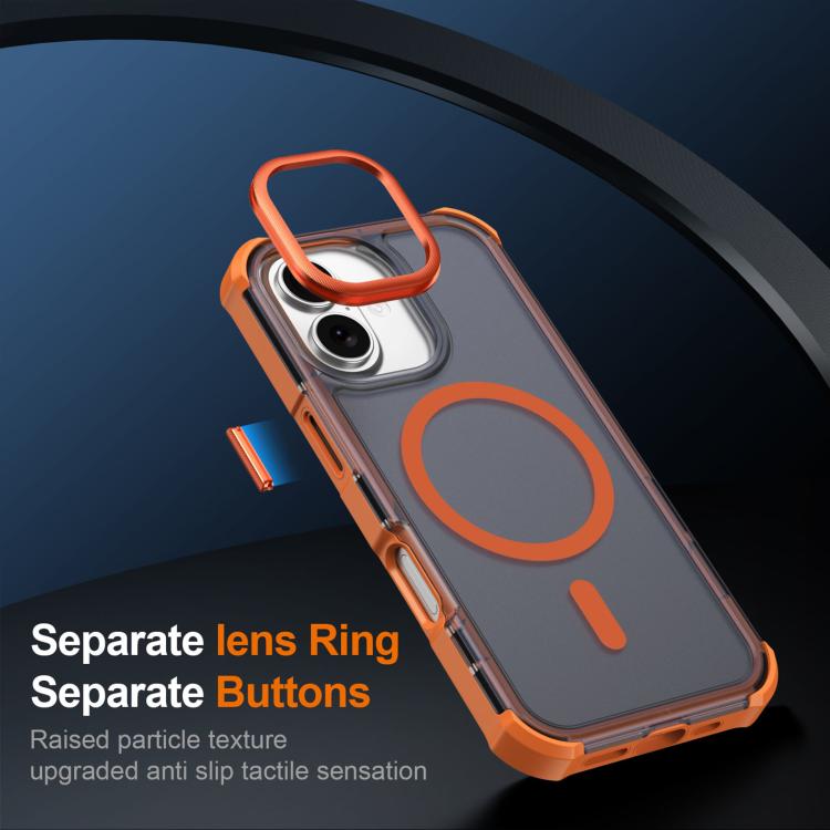For iPhone 16 Skin Feel Semi-transparent Frosted Magnetic Four-Corner Shockproof Phone Case
