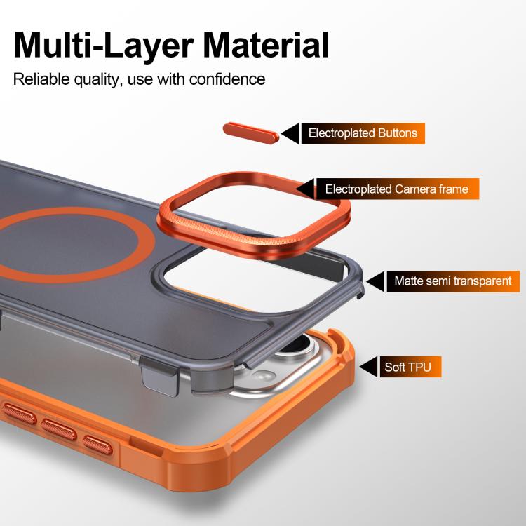 For iPhone 15 Pro Max Skin Feel Semi-transparent Frosted Magnetic Four-Corner Shockproof Phone Case