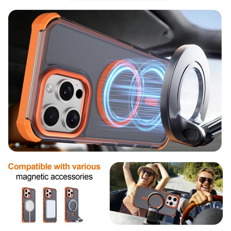 For iPhone 15 Pro Max Skin Feel Semi-transparent Frosted Magnetic Four-Corner Shockproof Phone Case