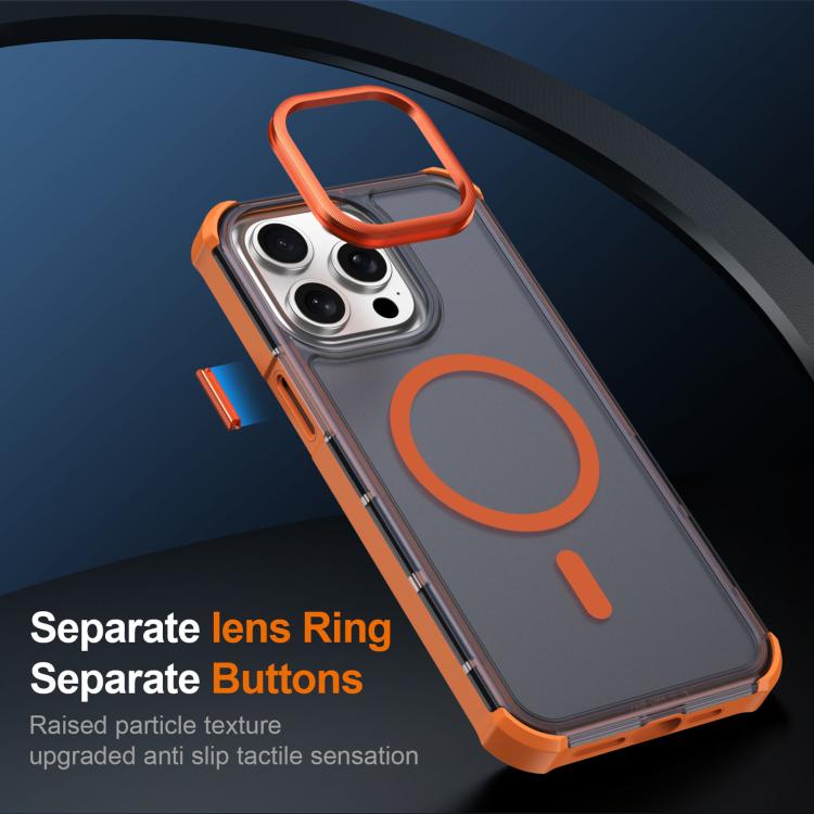 For iPhone 15 Pro Skin Feel Semi-transparent Frosted Magnetic Four-Corner Shockproof Phone Case