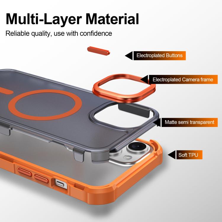 For iPhone 14 Skin Feel Semi-transparent Frosted Magnetic Four-Corner Shockproof Phone Case