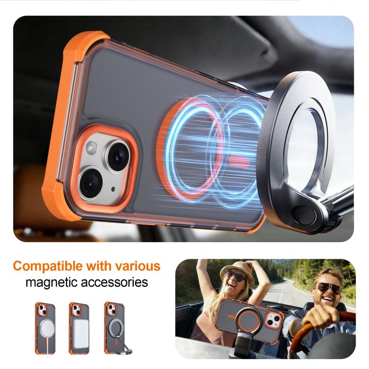 For iPhone 14 Skin Feel Semi-transparent Frosted Magnetic Four-Corner Shockproof Phone Case